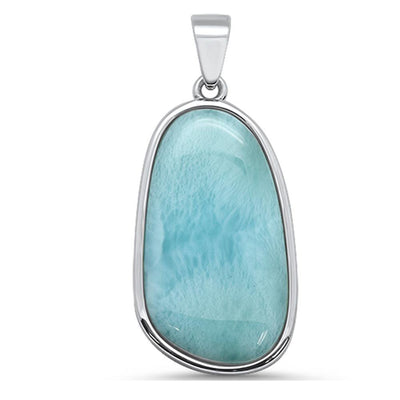 Sterling Silver Elegant Modern Natural Larimar Pendant - silverdepot