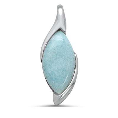 Sterling Silver Elongated Natural Larimar Pendant - silverdepot