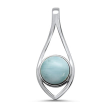 Load image into Gallery viewer, Sterling Silver Round Modern Natural Larimar Pendant - silverdepot