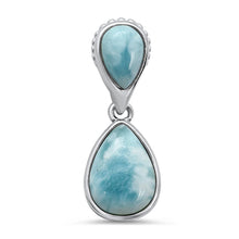 Load image into Gallery viewer, Sterling Silver Pear Shape Natural Larimar Pendant - silverdepot