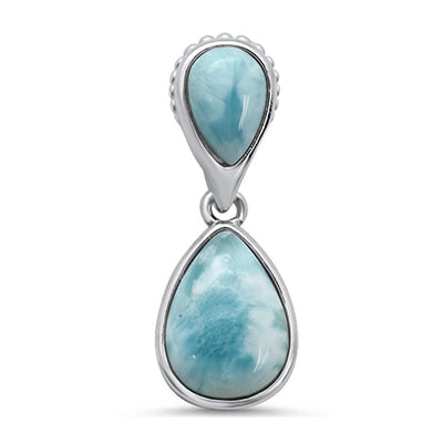 Sterling Silver Pear Shape Natural Larimar Pendant - silverdepot