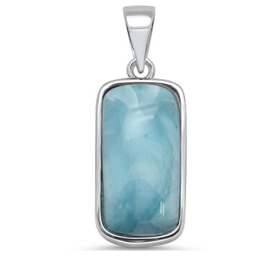 Sterling Silver Elegant Modern Natural Larimar Pendant - silverdepot