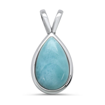 Sterling Silver Elegant Pear Shaped Natural Larimar Pendant - silverdepot