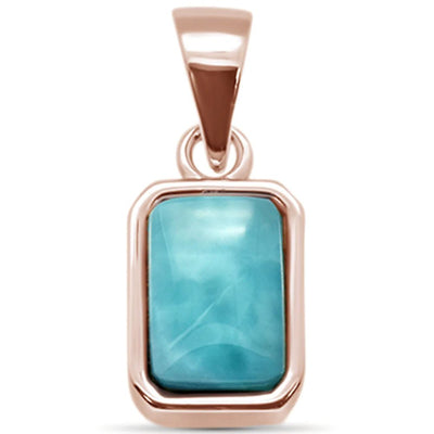 Sterling Silver Rose Gold Plated Natural Larimar Pendant