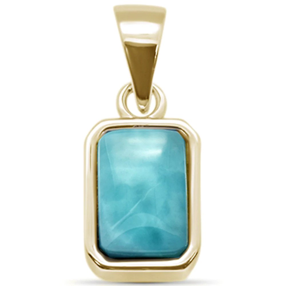 Sterling Silver Yellow Gold Plated Natural Larimar Pendant