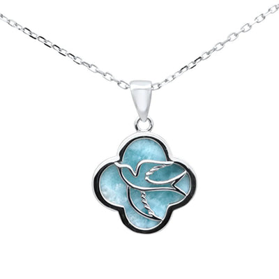 Sterling Silver Natural Larimar Dove Pendant Necklace