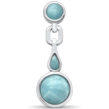 Load image into Gallery viewer, Sterling Silver Natural Round And Teardrop Larimar Pendant