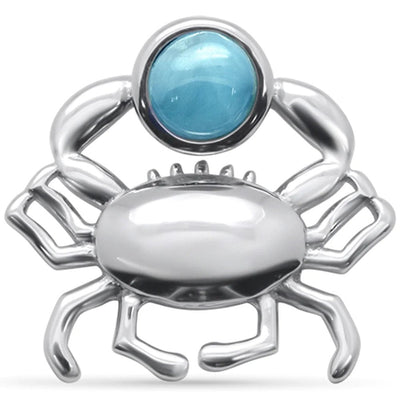 Sterling Silver Natural Round Larimar Crab Pendant