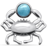 Sterling Silver Natural Round Larimar Crab Pendant