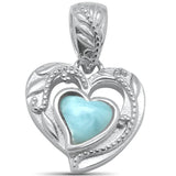 Sterling Silver Heart Natural Larimar Pendant