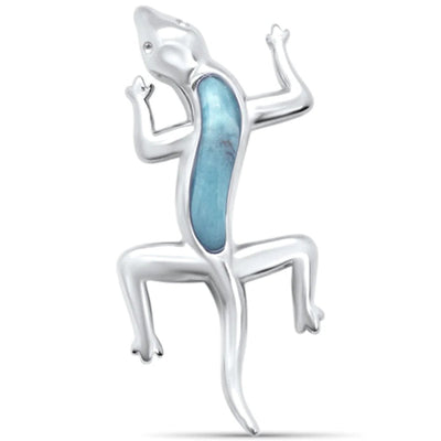 Sterling Silver Natural Larimar Lizard Pendant