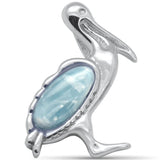 Sterling Silver Pelican Natural Larimar Pendant