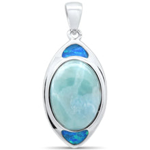 Load image into Gallery viewer, Sterling Silver Oval Shaped Natural Larimar And Blue Opal Pendant
