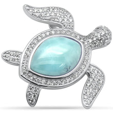 Load image into Gallery viewer, Sterling Silver Turtle Natural Larimar Pendant