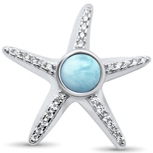 Load image into Gallery viewer, Sterling Silver Natural Round Larimar And CZ Starfish Pendant Set