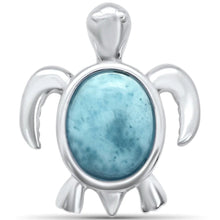 Load image into Gallery viewer, Sterling Silver Oval Shaped Natural Larimar Turtle Pendant
