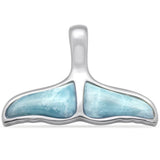 Sterling Silver Whale Tail Natural Larimar Pendant