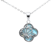 Load image into Gallery viewer, Sterling Silver Natural Larimar Butterfly Pendant Necklace