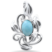 Load image into Gallery viewer, Sterling Silver Oval Natural Larimar Vine With Leaves Pendant