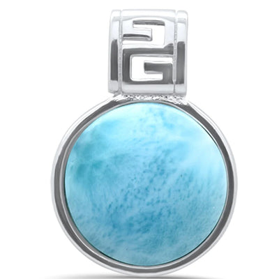 Sterling Silver Round Natural Larimar Pendant