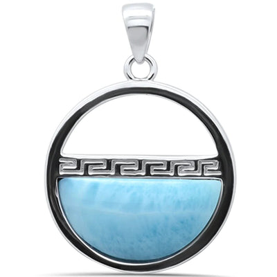 Sterling Silver Natural Larimar Greek Design Pendant