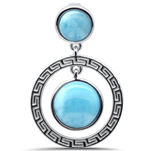 Load image into Gallery viewer, Sterling Silver Round Natural Larimar Greek Design Pendant