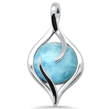 Load image into Gallery viewer, Sterling Silver Pear Shape Natural Larimar Pendant-Length-1 inch