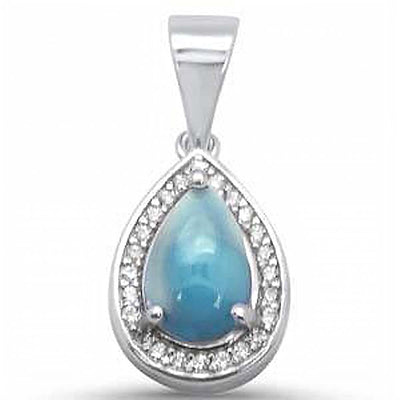 Sterling Silver Pear Natural Larimar Pendant