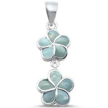 Load image into Gallery viewer, Sterling Silver Larimar Double Plumeria Drop Charm Pendant