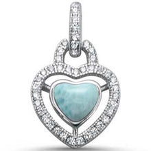 Load image into Gallery viewer, Sterling Silver Elegant Halo Style Natural Larimar Heart Charm Pendant