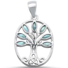 Load image into Gallery viewer, Sterling Silver Larimar Tree Of Life Family Tree Charm Pendant