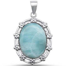Load image into Gallery viewer, Sterling Silver Elegant Oval Natural Larimar Charm Pendant