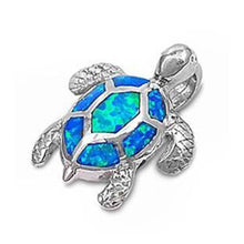 Load image into Gallery viewer, Sterling Silver Blue Opal Sea Turtle PendantAnd Length 15mm