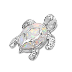Sterling Silver White Opal Sea Turtle PendantAnd Length 15mm