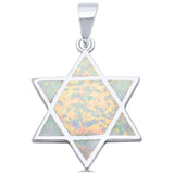 Sterling Silver White Opal Star Of David Silver PendantAndLength 1.5 Inches