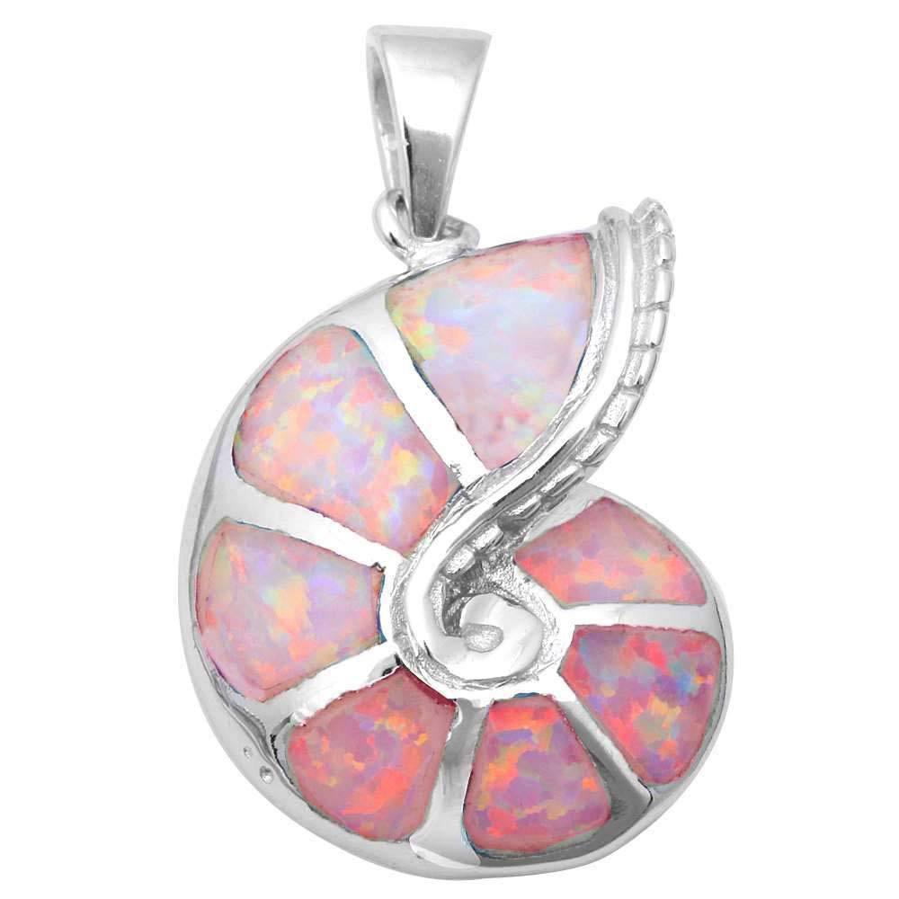 Sterling Silver Pink Opal Snail .925 PendantAnd Length 0.75inches