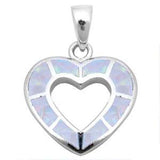 Sterling Silver White Opal Heart Charm .925 PendantAnd Width 18mm