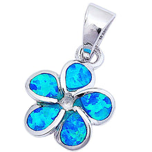 Load image into Gallery viewer, Sterling Silver Blue Opal Plumeria PendantAnd Length 3/4inch