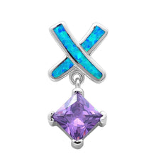 Load image into Gallery viewer, Sterling Silver Blue Opal And Amethyst PendantAnd Width 24x13mm