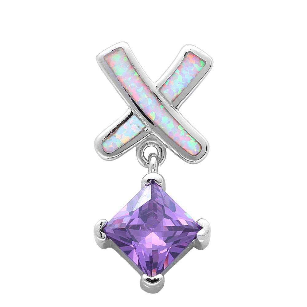 Sterling Silver White Opal And Amethyst PendantAnd Width 24x13mmAnd Thickness 5mm