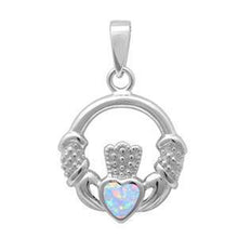 Load image into Gallery viewer, Sterling Silver White Opal Claddagh Pendant