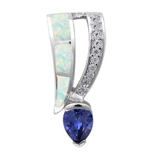 Load image into Gallery viewer, Sterling Silver White OpalAnd Tanzanite And Cubic Zirconia .925 PendantAnd Width 26mm