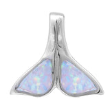 Sterling Silver White Opal Whale Tale .925 Pendant