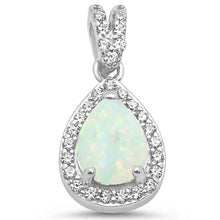 Load image into Gallery viewer, Sterling Silver Pear White Opal and Cubic Zirconia Pendant