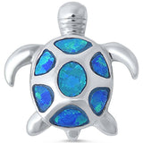 Sterling Silver Blue Opal Spots Turtle PendantAnd Width 17mm