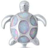 Sterling Silver White Opal Spots Turtle PendantAnd Width 17mm