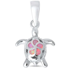 Load image into Gallery viewer, Sterling Silver Pink Opal Plumeria Turtle Pendant