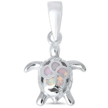 Load image into Gallery viewer, Sterling Silver White Opal Plumeria Turtle Pendant