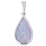 Sterling Silver Tear Drop White Fire Opal Pendant