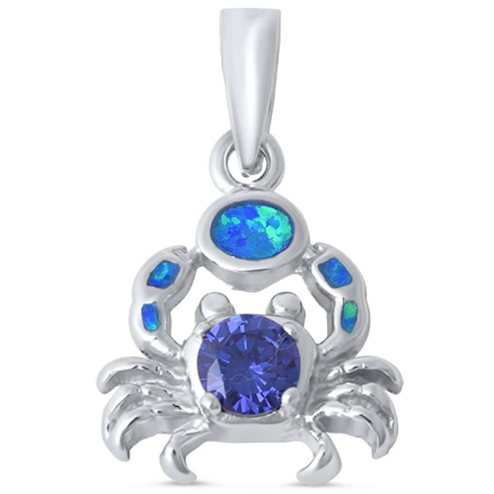 Sterling Silver Tanzanite And Blue Opal Crab Pendant